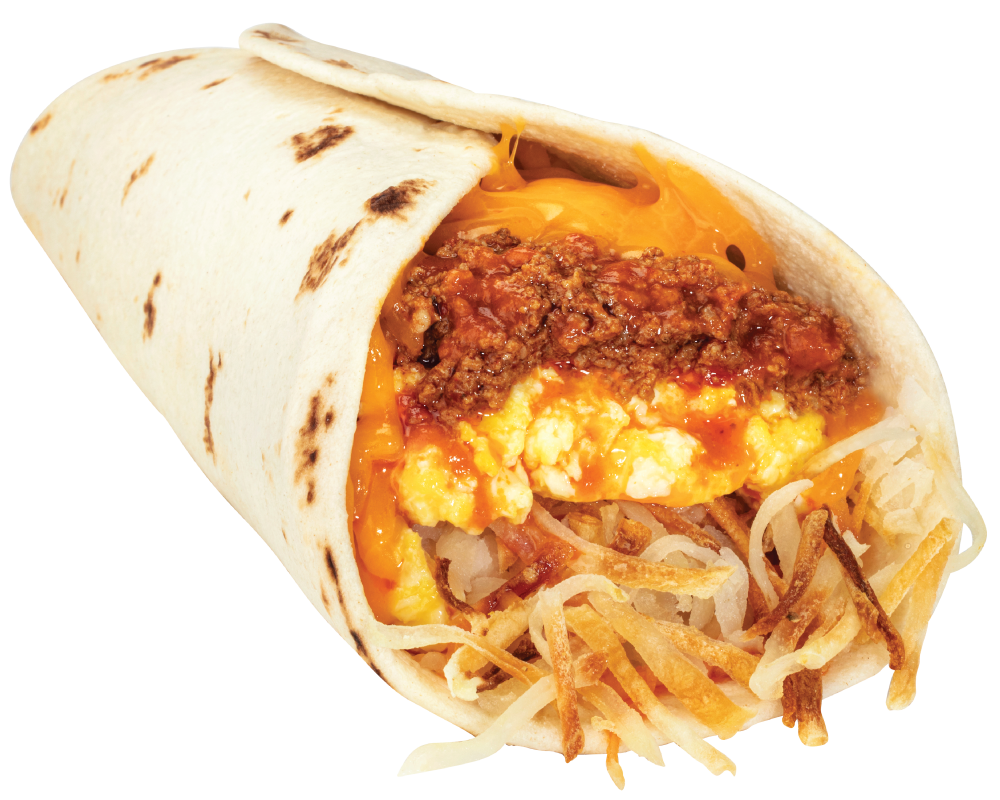 Blake's #7 breakfast burrito with chorizo
