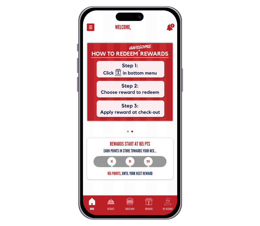 Blake's LOTABURGER LOTA-Rewards phone graphic